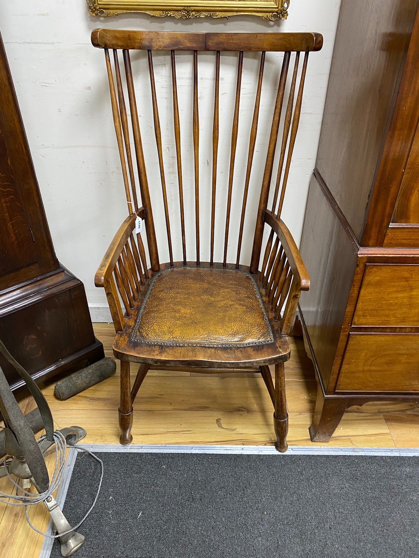 An Arts & Crafts beech spindleback chair